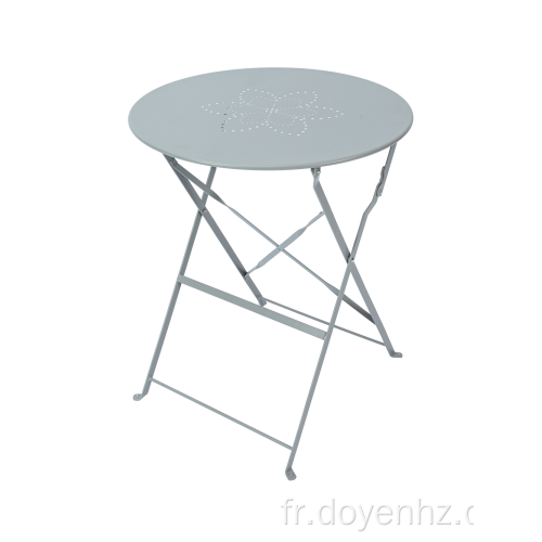 Table pliante ronde en métal 60 cm avec motif en étoile